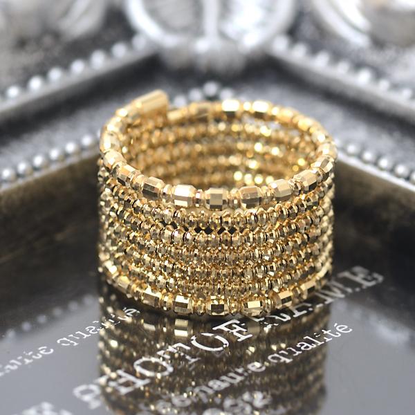 18金 ゴールド リング K18 イエローゴールド ミラーボール カット