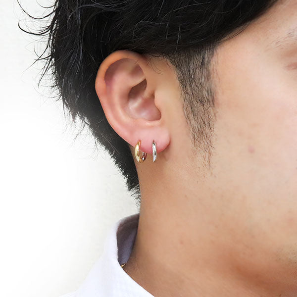 コンビ フープピアス 18金 プラチナ シンプル 両耳 リバーシブル