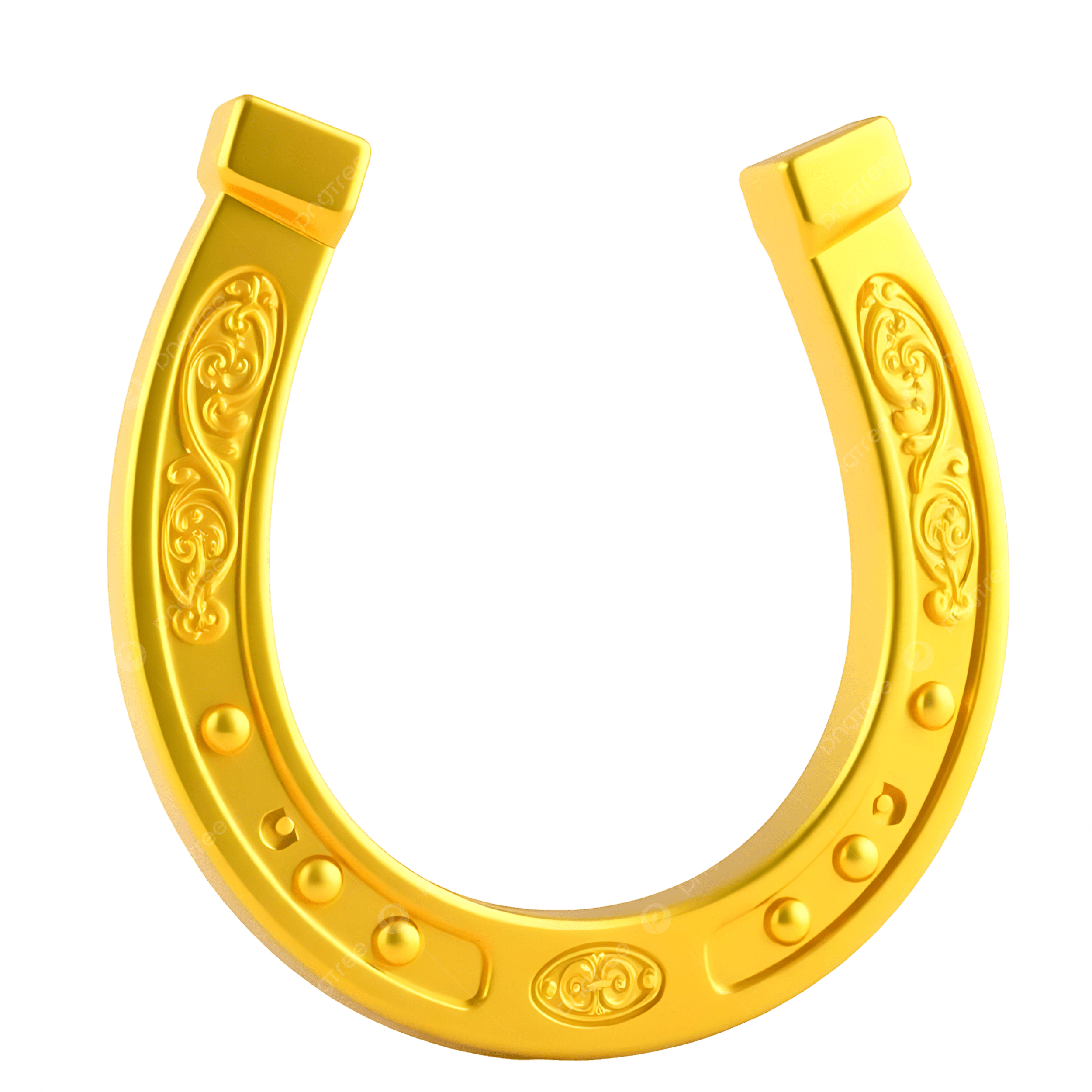 幸運を呼ぶ金の蹄鉄イラスト素材透過、PNGフリー画像ダウンロード