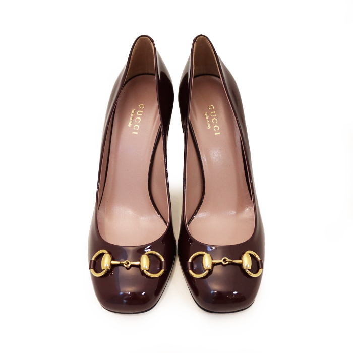 グッチ(GUCCI) パンプス ハイヒール ピンヒール ホースビット エナメル