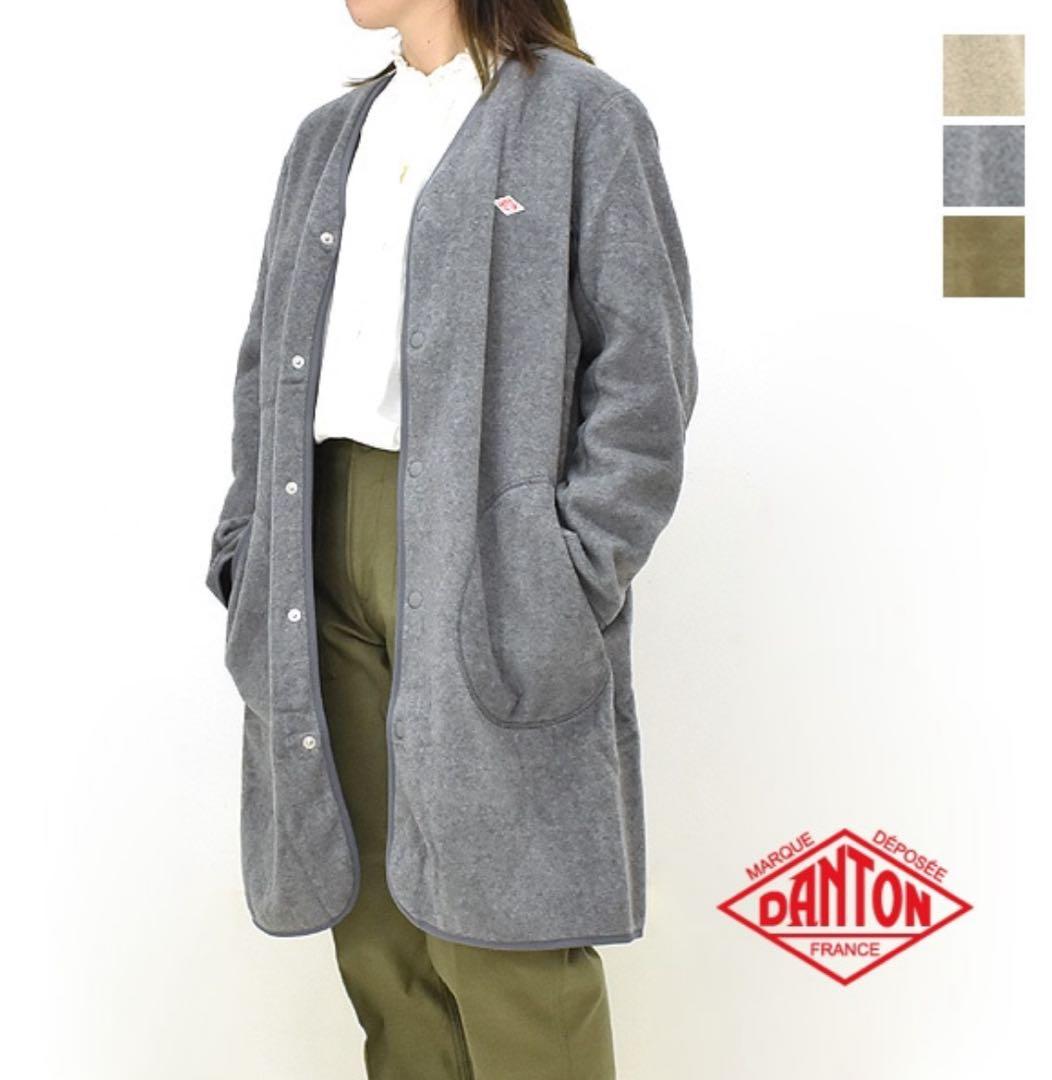 DANTON フリース カラーレス コート 38 グレー DANTON/ダントン フリースカラーレスコート FLEECE COLLARLESS COAT