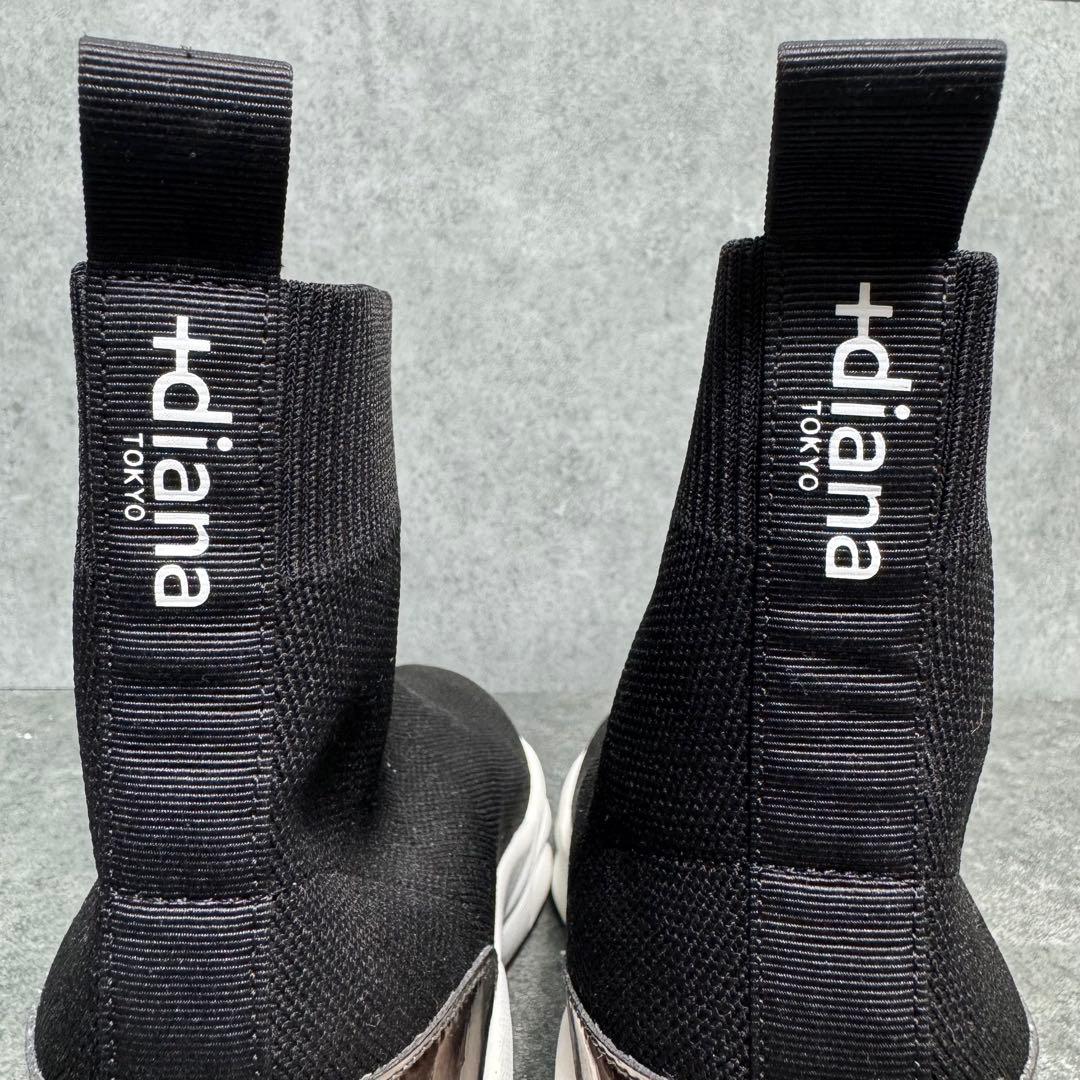 【新品】+diana 軽量ニットソックススニーカーブーツ 厚底 23.5cm