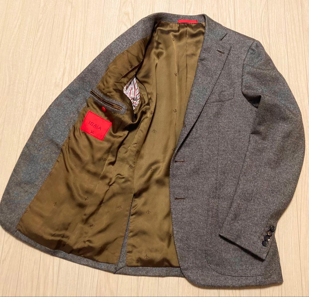 週末セール！美品！イザイア ISAIA 高級ジャケット LANA WOOL 44 ISAIA イザイア】ナポリ仕立て 秋冬向け 極上カシミヤ&キャメル混